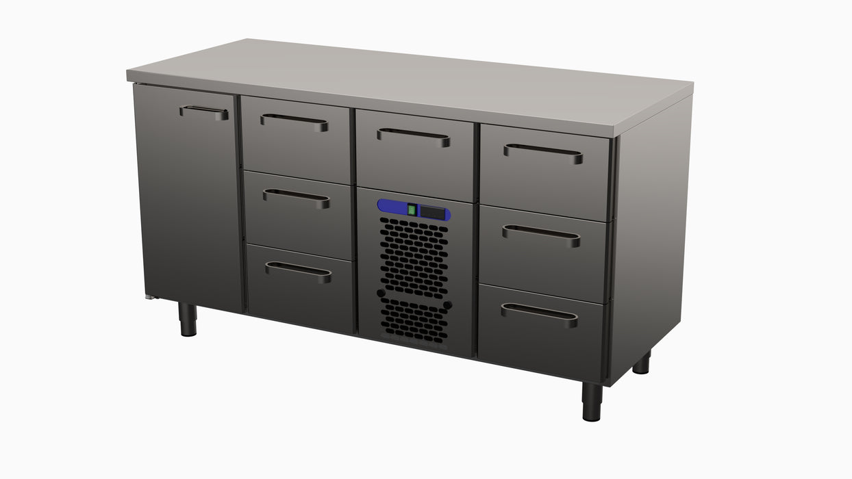 Kylmävetolaatikosto RESTMEC, 1 ovi 7 vetolaatikkoa