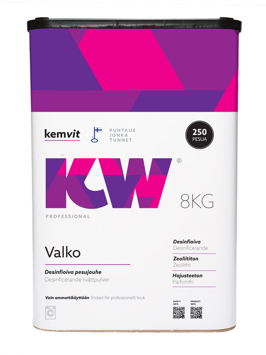 KW Valko desinfioiva pesujauhe valkopyykille 8kg