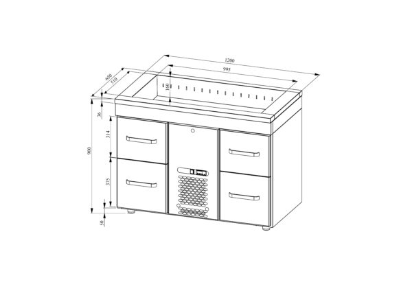 Pulloallas 4 vetolaatikkoa RESTMEC PAB 1204