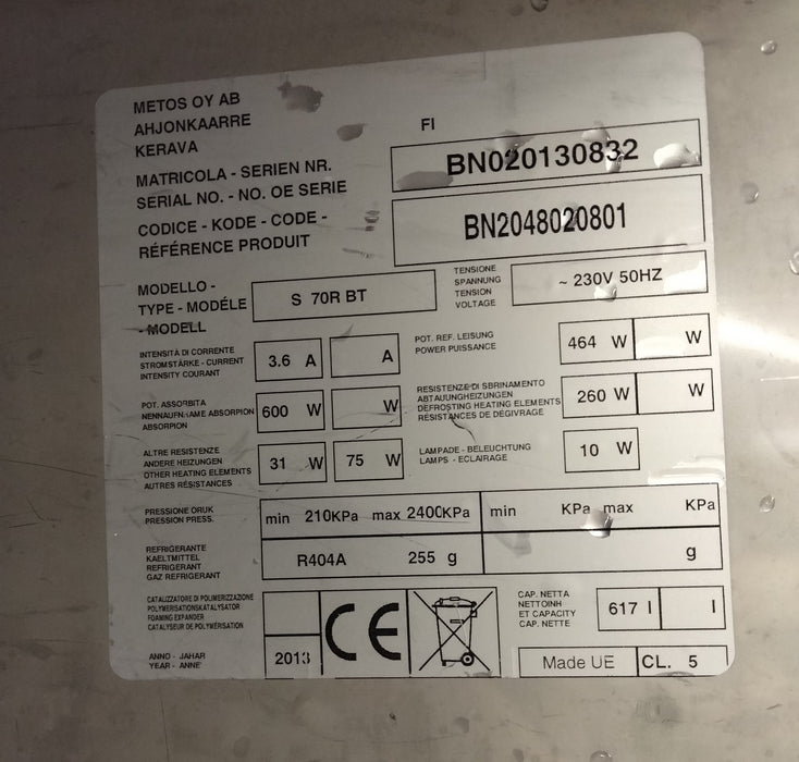 Käytetty Metos pakastinkaappi S70R BT