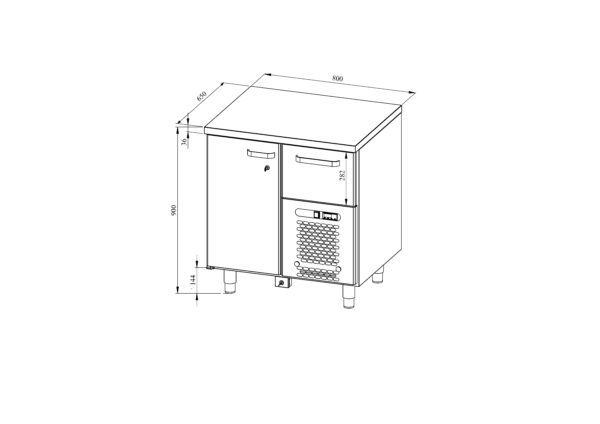 Kylmävetolaatikosto RESTMEC, 1 ovi 1 vetolaatikko