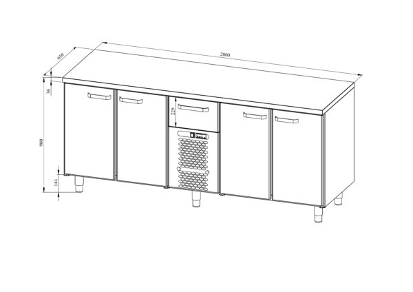 Kylmävetolaatikosto RESTMEC, 4 ovea 1 vetolaatikko